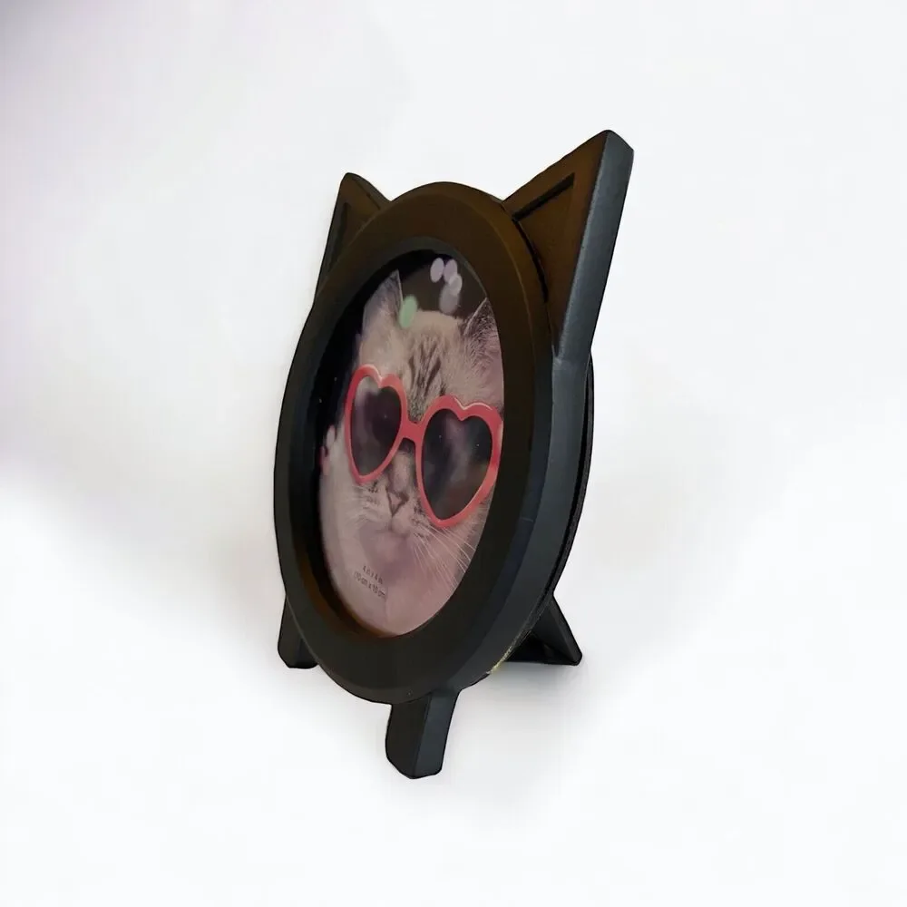 New Black Cat Shape Resin Picture Frame 4 X4 Kitten Design Home Decor